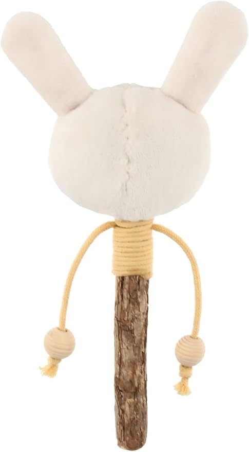 Gigwi Toy Rabbit Catch & Scratch Eco line with Slivervine Leaves and Stick