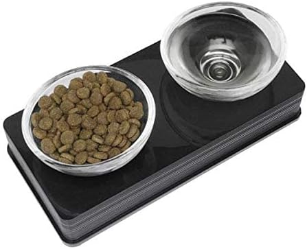 Catit Design Contemporary Multi-Purpose Elevated Glass Double Diner, Black