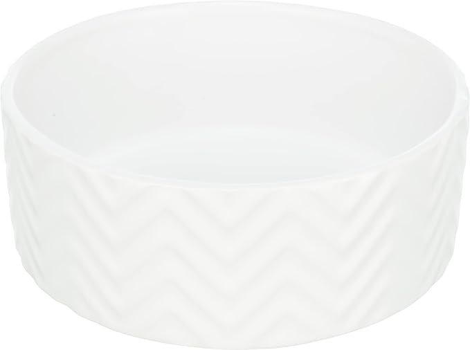 Trixie Wavy Pattern Ceramic Dog Bowl - WHITE/20CM