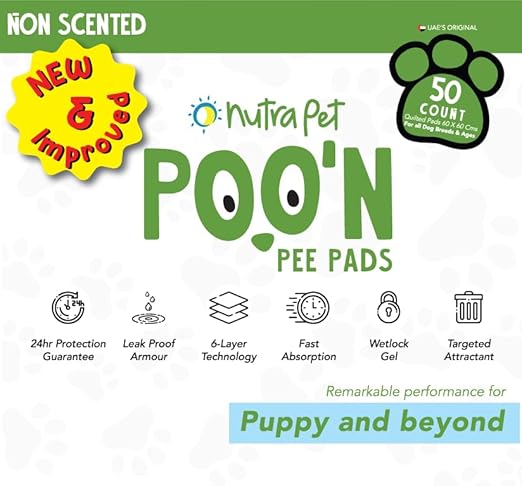 Nutra Pet Poo N Pee Pads Original 60 Cms X 60 Cms 5 X Absorption With Floor Mat Stickers