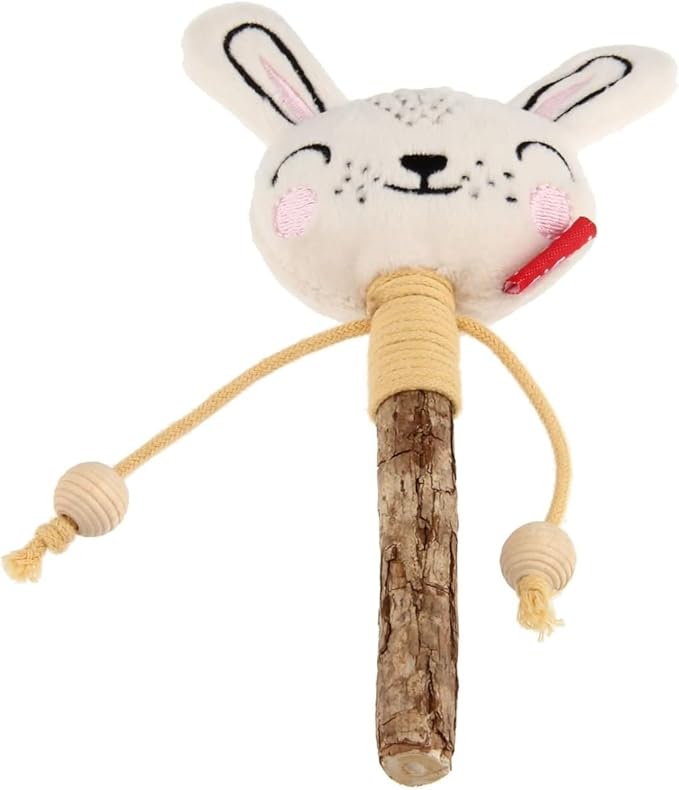 Gigwi Toy Rabbit Catch & Scratch Eco line with Slivervine Leaves and Stick