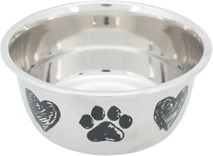 Trixie Stainless Steel Paw & Heart Design Bowl for Dogs