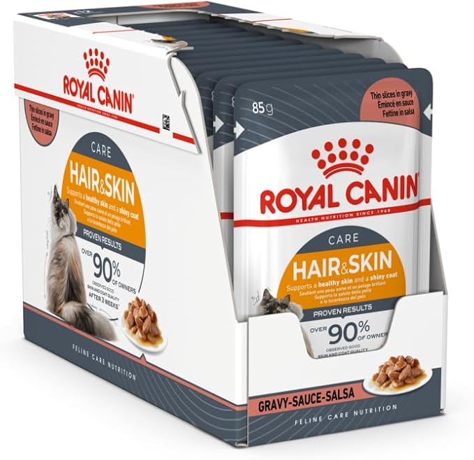 Royal Canin Feline Care Nutrition Hair & Skin in Gravy Adult Wet Cat Food BOX - 12X85G