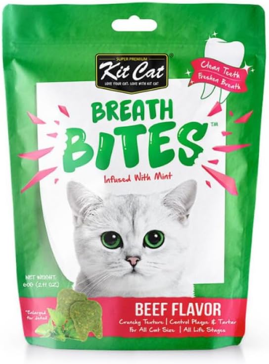 Kit Cat Kitcat Breath Bites Beef Flavor, Green, 60G