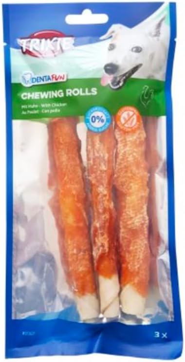 Trixie Denta Fun 3 Chicken Chewing Rolls Dog Chews - 140G