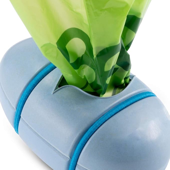 Beco Earth-Friendly Pocket Dog Poop Bag Dispenser for Leash, Harness & More with Versatile Bungee System, Easy Smooth Dispensing and Includes 1 Roll of 15 Count Unscented, Leak-Proof, Poop Bags