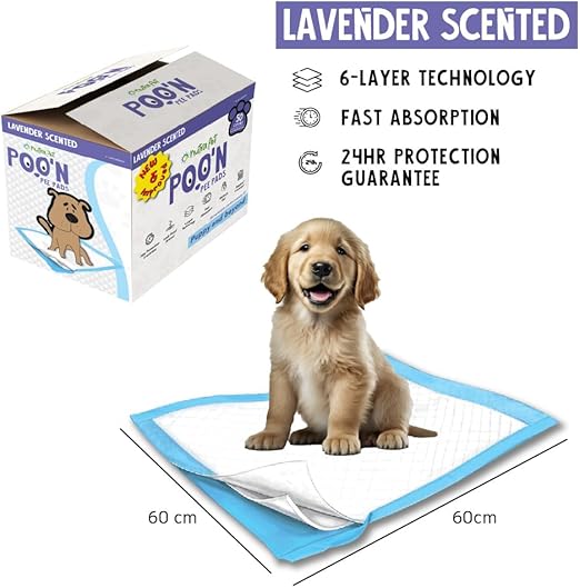 Nutrapet Poo N Pee Pads Lavender Scented 60 Cms X 60 Cms 5 X Absorption With Floor Mat Stickers
