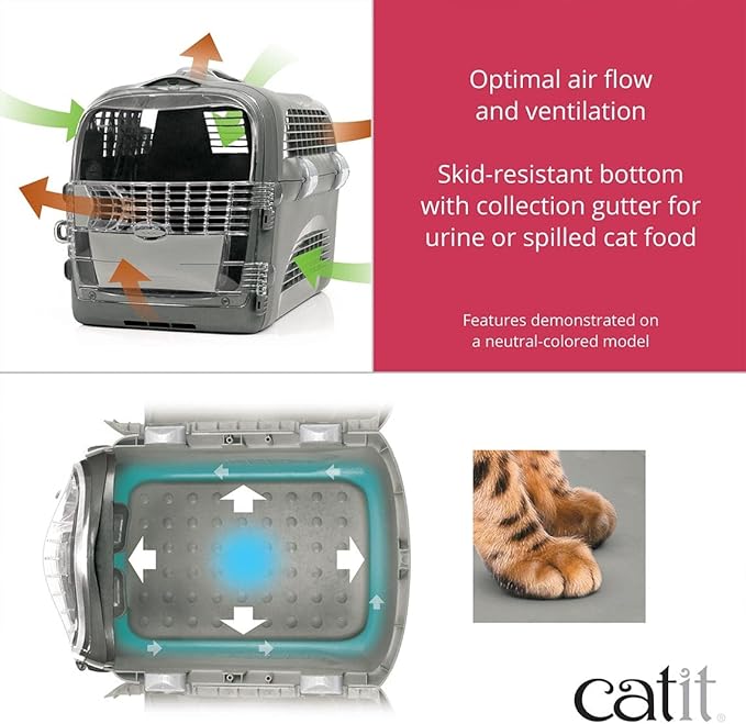 Catit Cabrio Cat Carrier, Cherry Red, 41370, Catit Cabrio Carrier, Medium