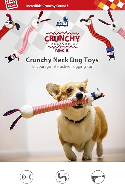 Gigwi Squeaker Crunchy Transforming Neck Dog Toy, Rabbit Pink,