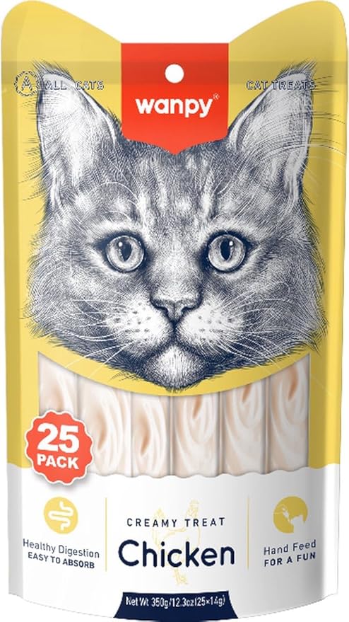 Wanpy Creamy Lickable Cat Treats Chicken Flavor (14g x 25pc)