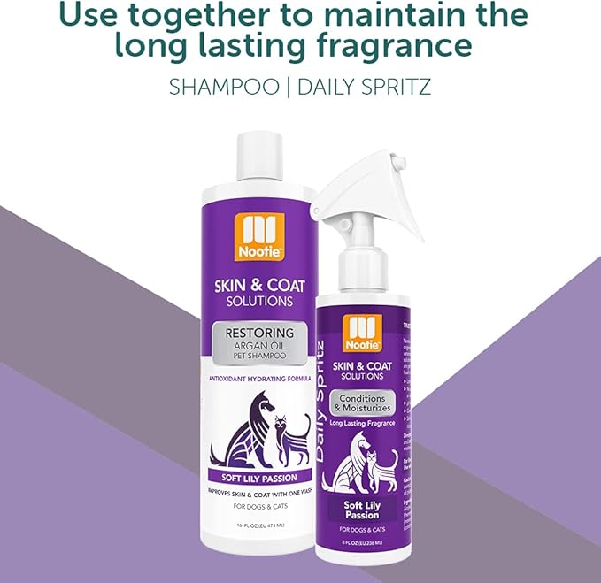 Nootie Soft Lilly Passion Restoring Argon Oil Pet Shampoo, 16 Oz Dog Shampoo & Cat Shampoo Pet Grooming