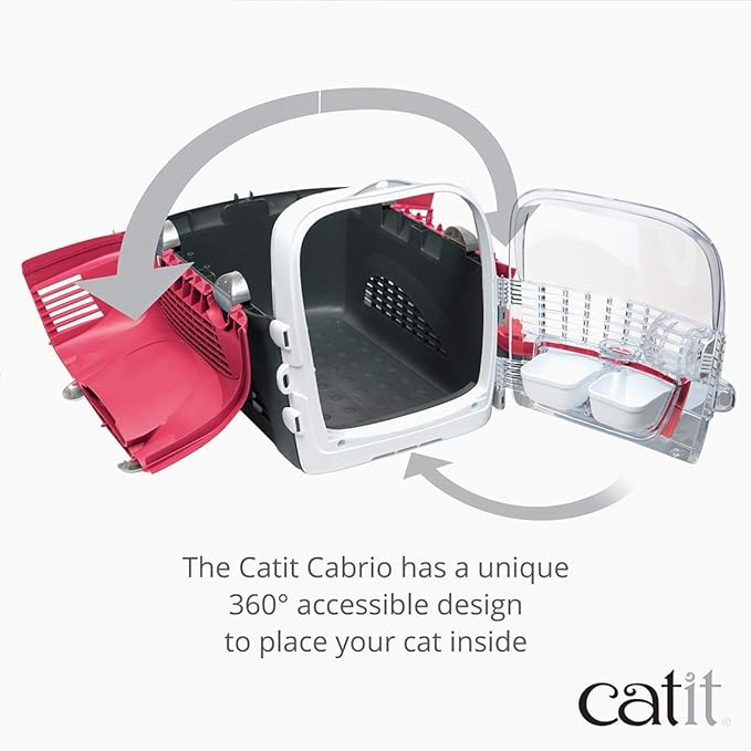 Catit Cabrio Cat Carrier, Cherry Red, 41370, Catit Cabrio Carrier, Medium