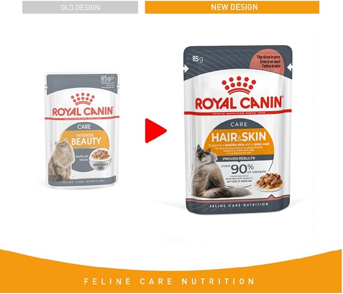 Royal Canin Feline Care Nutrition Hair & Skin in Gravy Adult Wet Cat Food BOX - 12X85G