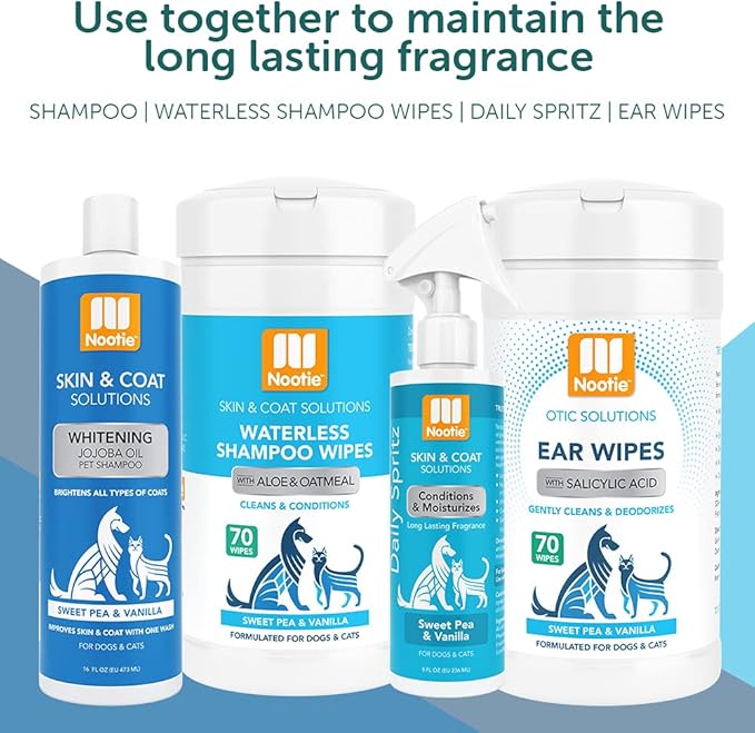 Nootie Whitening Sweet Pea And Vanilla Shampoo, 16 Oz Dog Shampoo & Cat Pet Grooming