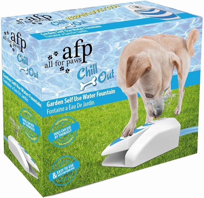 All For Paws Chill Out Dog Drinking Water Fountain Garden Dispenser Hydration Summer Accessory Outdoor Step & Spray Auto Paw Press