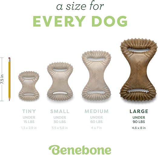 Benebone Dental Dog Chew Toy for Aggressive Chewers -Bacon Flavor, Large