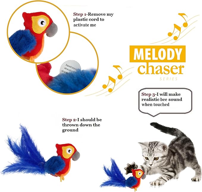 Gigwi Red Parrot Melody Chaser, Multi-Colour