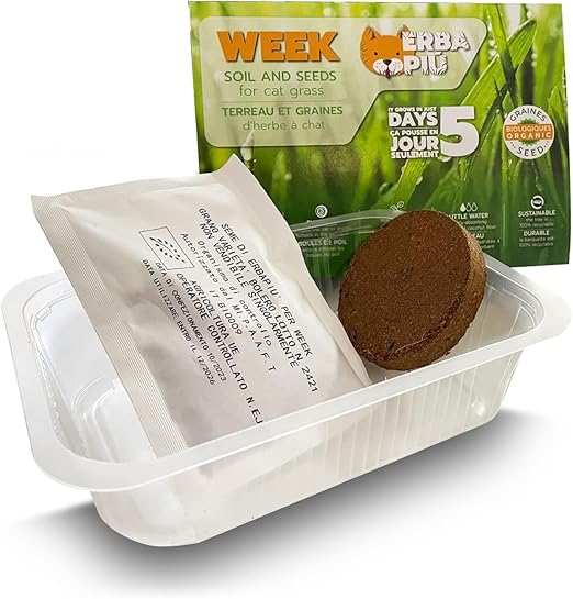 Erba Piu Week Soil and Seeds Kit for Cat Grass