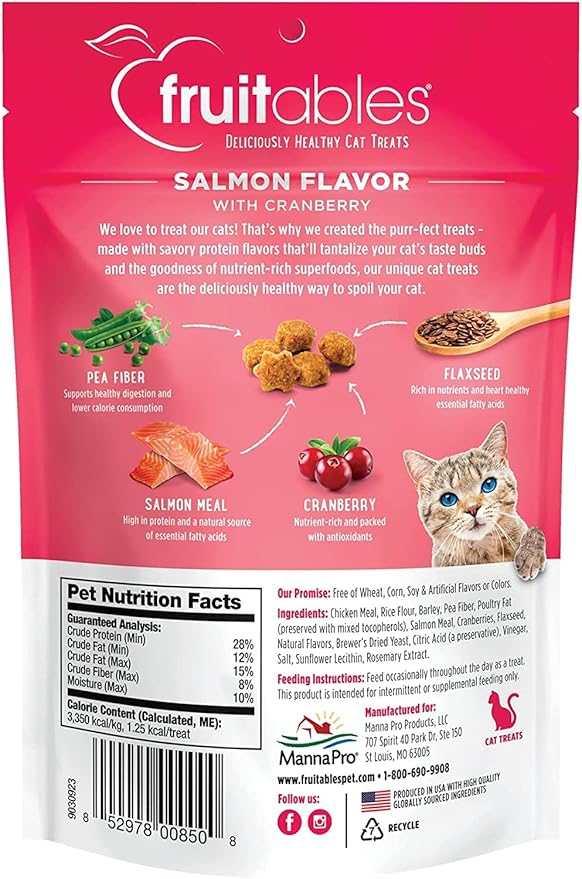 Fruitables Salmon Flavour With Cranberry Cat Treats - 70G
