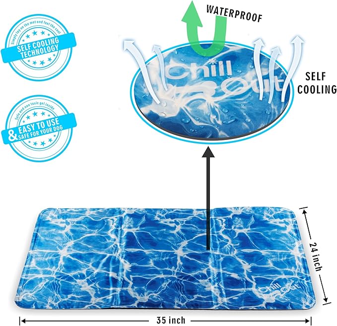All For Paws Chill Out Always Cool Dog Mat, L, Blue