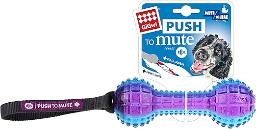 GiGwi Dog Toy Dumbell ‘Push To Mute’ Transparent – Purple/Blue