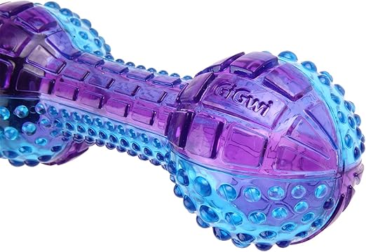 GiGwi Dog Toy Dumbell ‘Push To Mute’ Transparent – Purple/Blue
