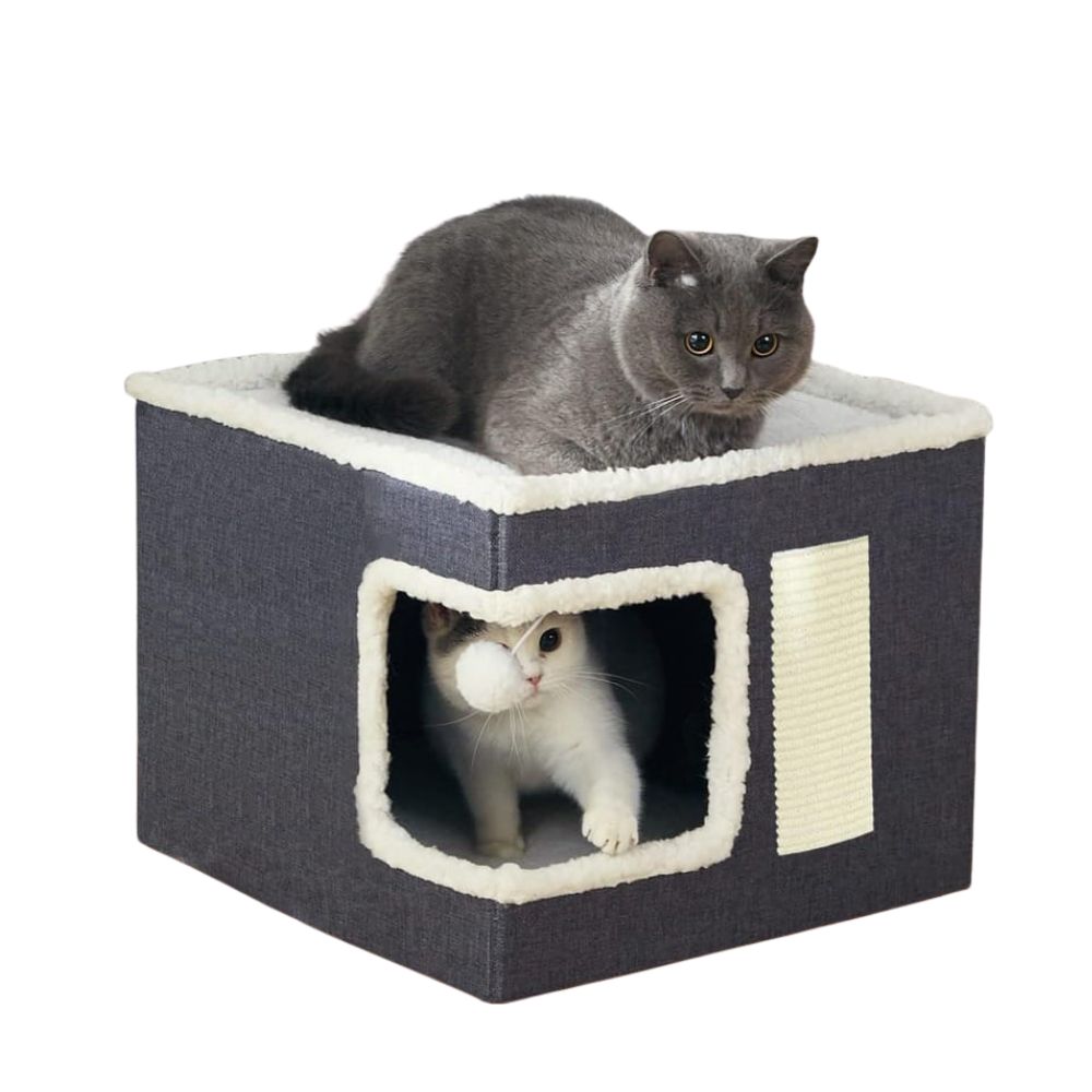 Cozy Paws Cat Scracher With House -Grey