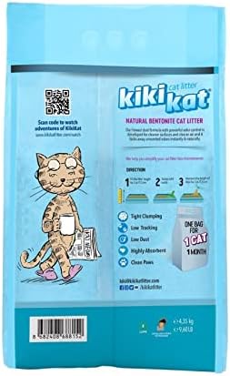 Kiki Kat White Bentonite Clumping Cat litter – Mountain Fresh – 5L (4.35 KG)