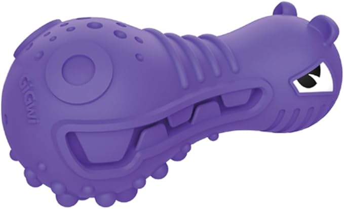 Gigwi Dog Toy Dumbell Heads Hippo Squeaker Toy, Violet