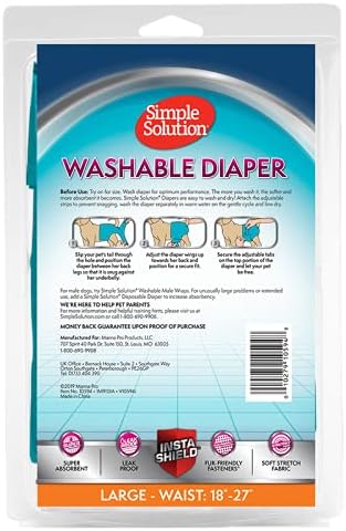 Simple Solution Washable Female Dog Diaper, Blue/Green, Large