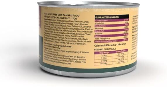 Zeal Grain Free Venison Recipe, All Life Stages Dog Wet Food 170g, Made in New Zealand