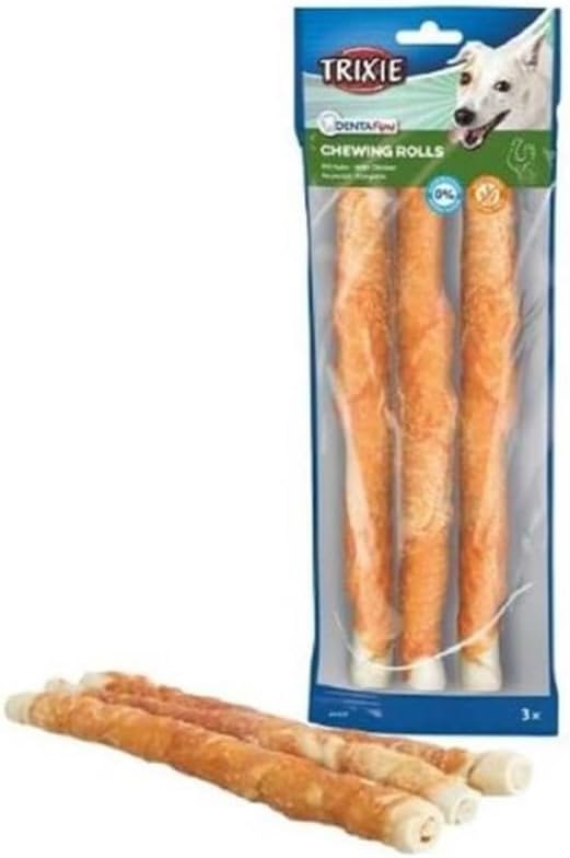 Trixie Denta Fun 3 Chicken Chewing Rolls Dog Chews - 140G