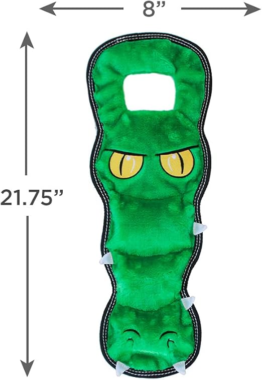 Outward Hound Invincibles Tough Seamz Durable Squeaky Tough Tug-O-War Plush Dog Toy, X-Large, Crocodile