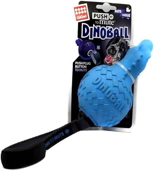 Gigwi Push to Mute Dinoball T-Rex Lake Blue Medium
