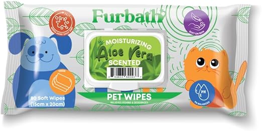 Nutrapet Furbath Natural Pet Wipes 80 Count- Aloe Vera