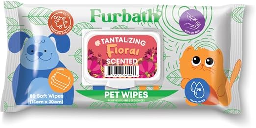 Nutrapet Furbath Natural Pet Wipes 80 Count- Floral