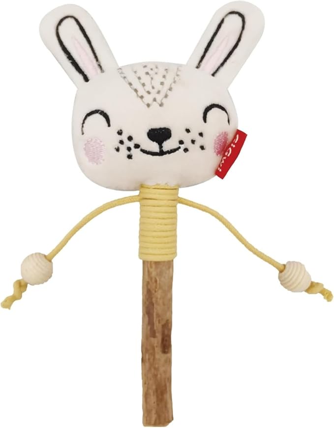 Gigwi Toy Rabbit Catch & Scratch Eco line with Slivervine Leaves and Stick