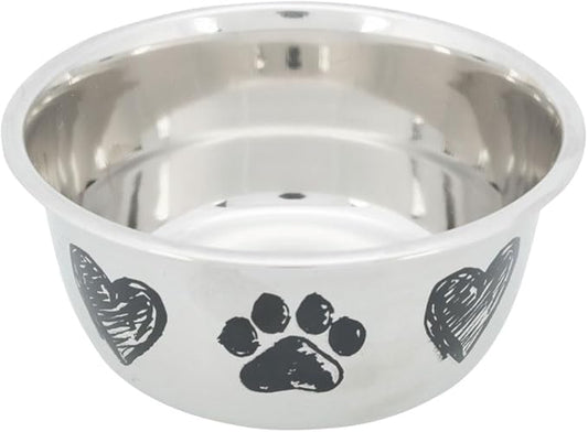 Trixie Stainless Steel Paw & Heart Design Bowl for Dogs