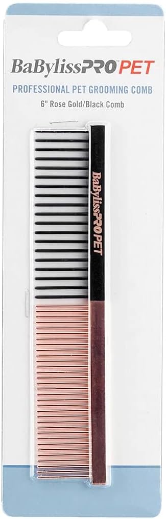 BaByliss PRO PET Professional Pet Comb Rose-Gold/Black Small 6inch