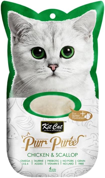 Kit Cat Purr Puree Chicken & Scallop Wet Cat Treat Tubes 4X15G