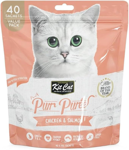 Kit Cat Puree Chicken & Salmon Cat Treats - 600G