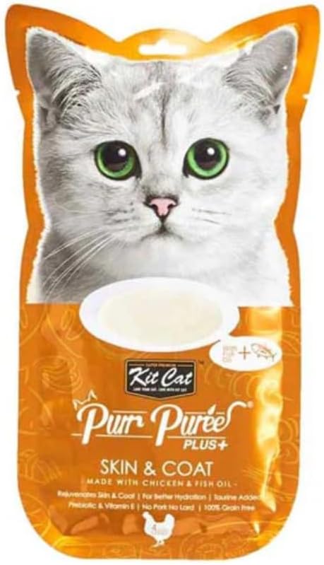 Kit Cat Purr Puree Plus Skin & Coat Chicken Cat Treats - 60G