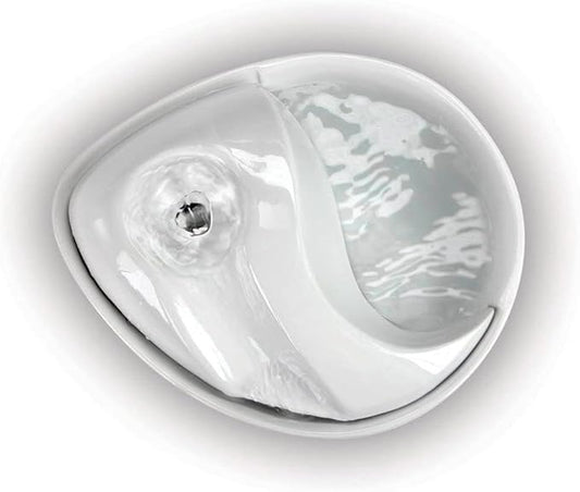 Pioneer Pet Raindrop Ceramic Drinking Fountain for Pets, White