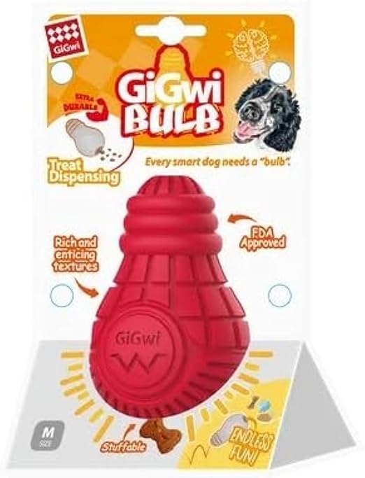Gigwi Red Bulb Dispensing Treat Dog Toy – Medium