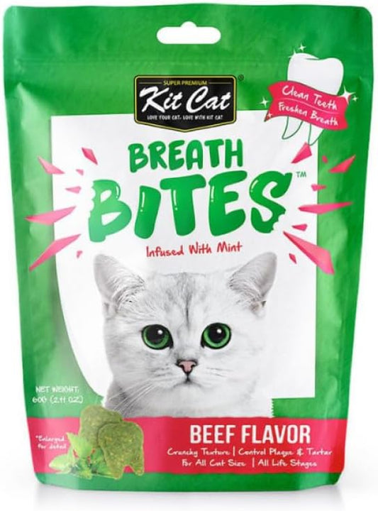 Kit Cat Kitcat Breath Bites Beef Flavor, Green, 60G