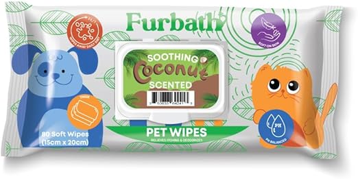 Nutrapet Furbath Natural Pet Wipes 80 Count- Coconut