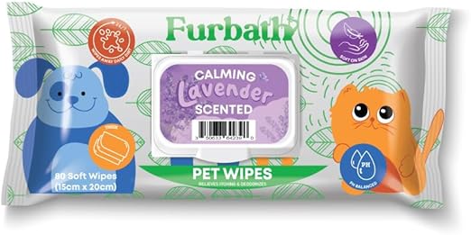 Nutrapet Furbath Natural Pet Wipes 80 Count- Lavender