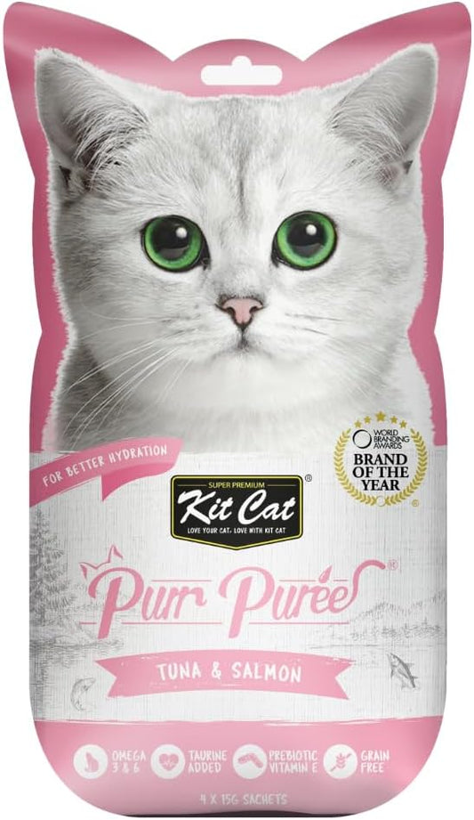 Kit Cat Purr Puree Tuna & Salmon Cat Treats - 4X15G