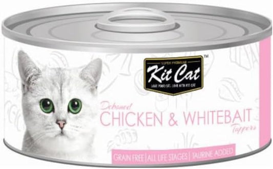 Kit Cat Deboned Chicken & Whitebait Toppers Canned Cat Food 80G