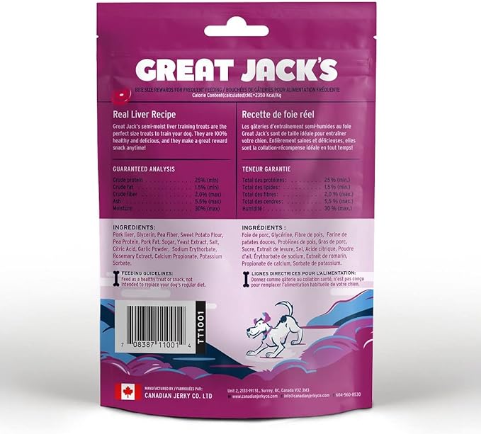Great Jack's Kettle Cooked Dog Training Treats Real Liver Recipe 7oz